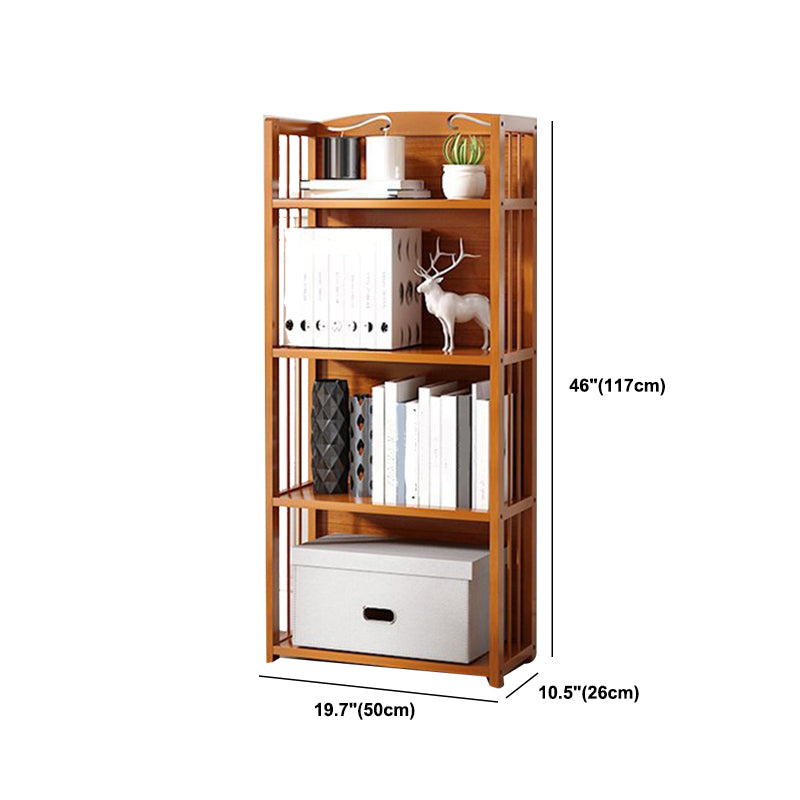 Modern Vertical Bamboo Shelf Etagere Espresso Shelf Bookcase for Bedroom