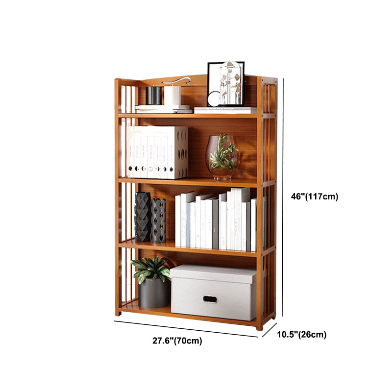Modern Vertical Bamboo Shelf Etagere Espresso Shelf Bookcase for Bedroom