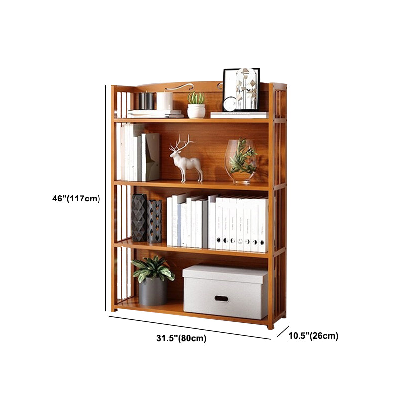 Modern Vertical Bamboo Shelf Etagere Espresso Shelf Bookcase for Bedroom