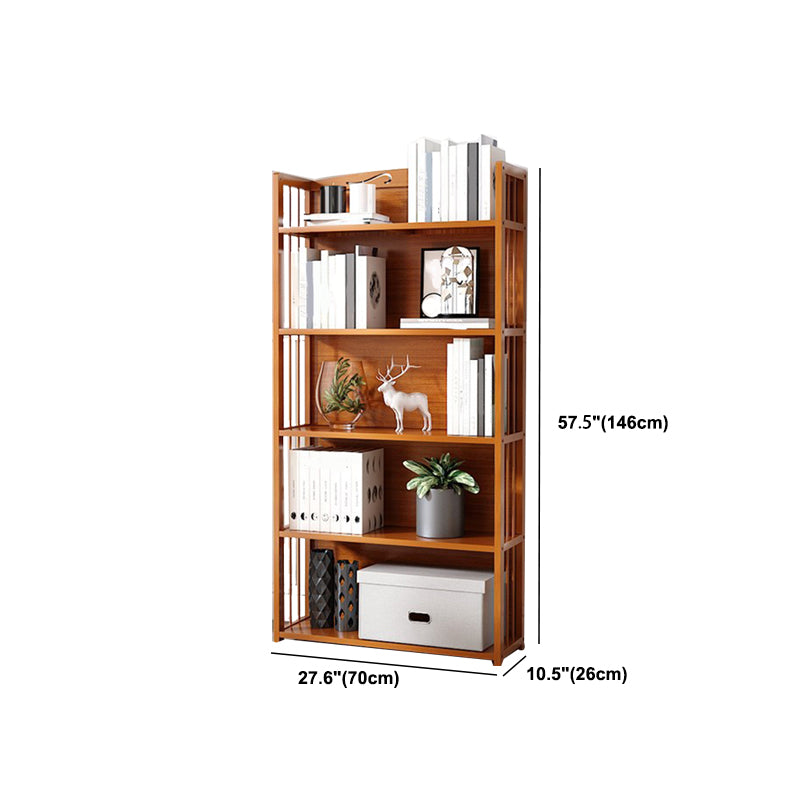 Modern Vertical Bamboo Shelf Etagere Espresso Shelf Bookcase for Bedroom