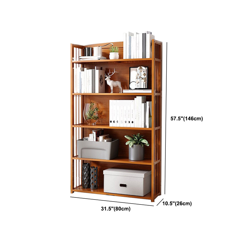 Modern Vertical Bamboo Shelf Etagere Espresso Shelf Bookcase for Bedroom