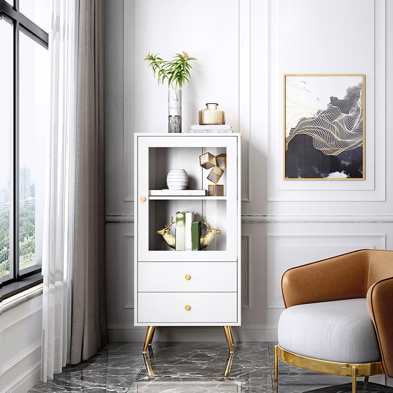 Modern Wooden Bookcase Standard Closed Back White/Champagne Bookshelf for Home Office