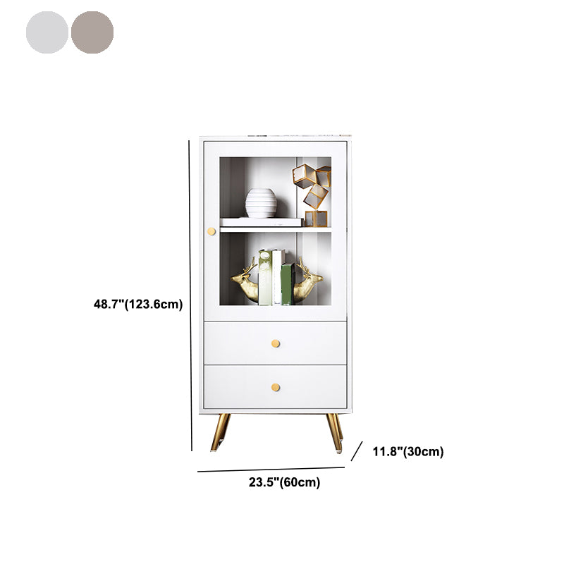 Modern Wooden Bookcase Standard Closed Back White/Champagne Bookshelf for Home Office