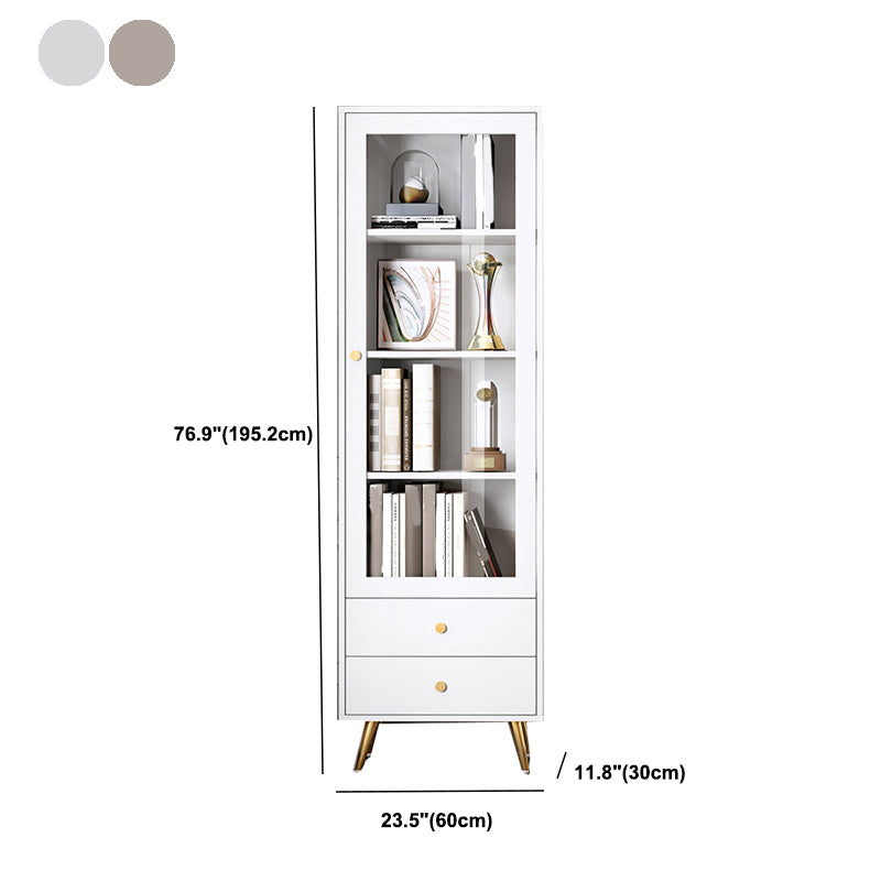 Modern Wooden Bookcase Standard Closed Back White/Champagne Bookshelf for Home Office