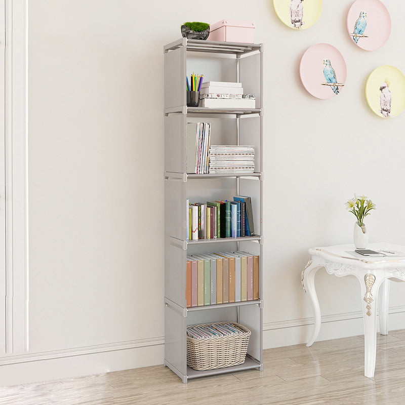 Contemporary Metal Shelf Bookcase Shelves Included Closed Back Bookcase