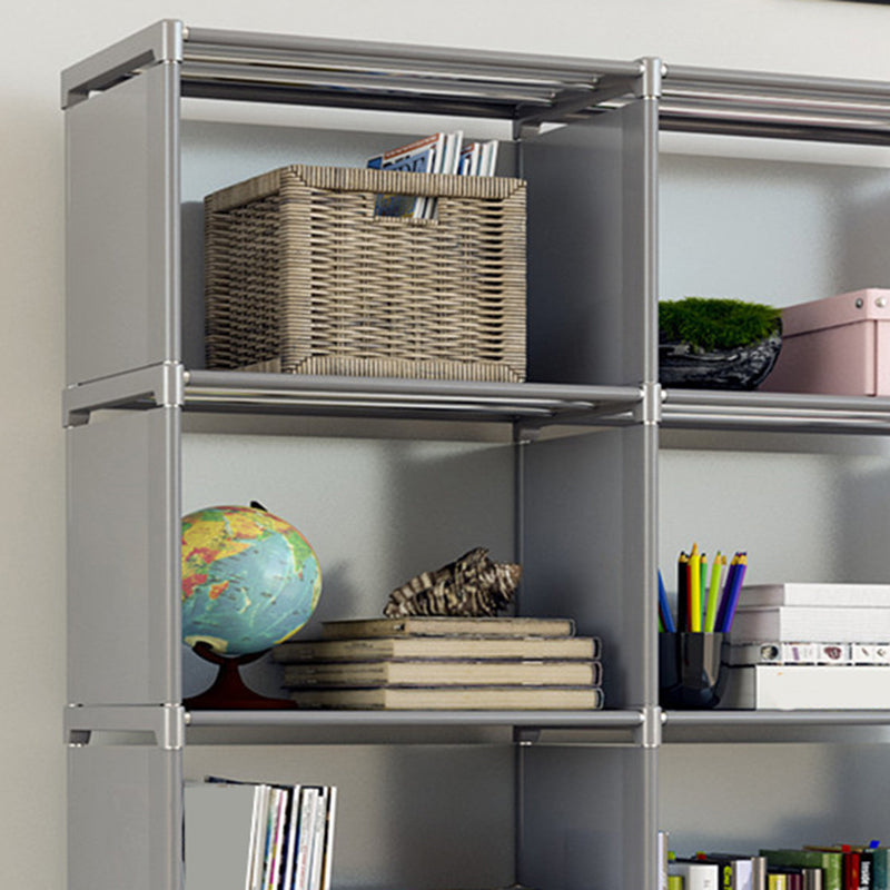 Contemporary Metal Shelf Bookcase Shelves Included Closed Back Bookcase
