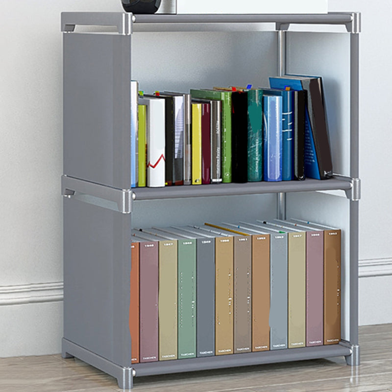 Contemporary Metal Shelf Bookcase Shelves Included Closed Back Bookcase