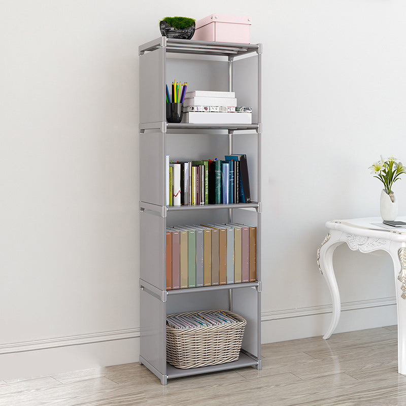 Contemporary Metal Shelf Bookcase Shelves Included Closed Back Bookcase