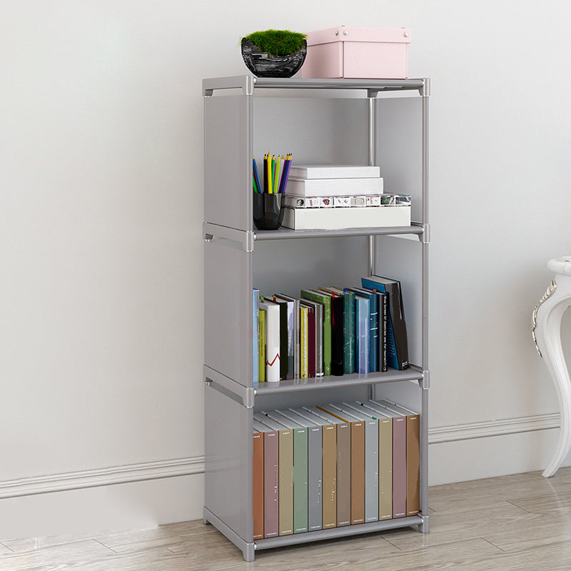 Contemporary Metal Shelf Bookcase Shelves Included Closed Back Bookcase