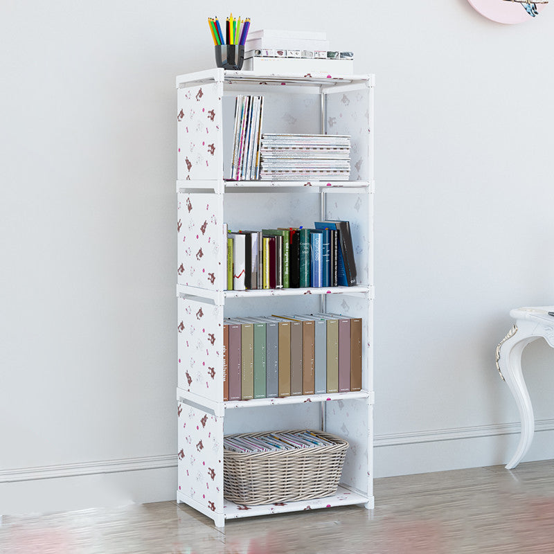 Contemporary Metal Shelf Bookcase Shelves Included Closed Back Bookcase