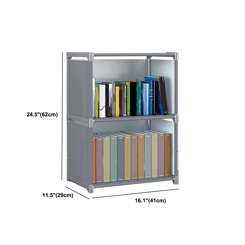 Contemporary Metal Shelf Bookcase Shelves Included Closed Back Bookcase