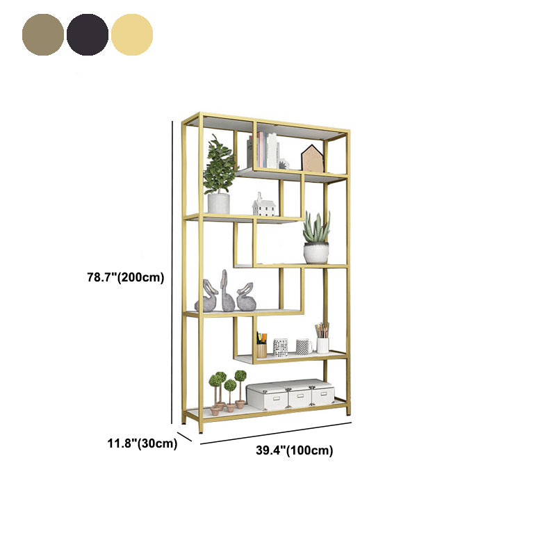 11.8" W X 78.7" H Glam Bookcase Metal Vertical Book Shelf for Bedroom