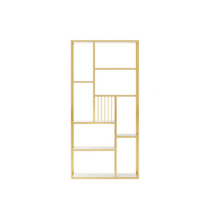 Gold Vertical Open Bookcase Glam Etagere Metal Book Shelf for Bedroom