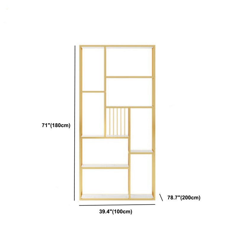 Gold Vertical Open Bookcase Glam Etagere Metal Book Shelf for Bedroom