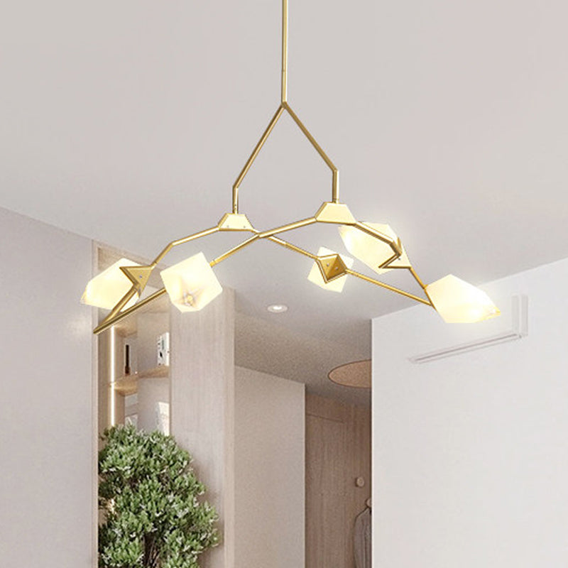 5/8 Lichter Esszimmer Kronleuchterlampe mit verzweigtem Design Kunststoff Schatten moderner Stil Schwarz/Gold Deckenbeleuchtung