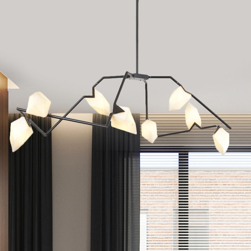 5/8 Lichter Esszimmer Kronleuchterlampe mit verzweigtem Design Kunststoff Schatten moderner Stil Schwarz/Gold Deckenbeleuchtung