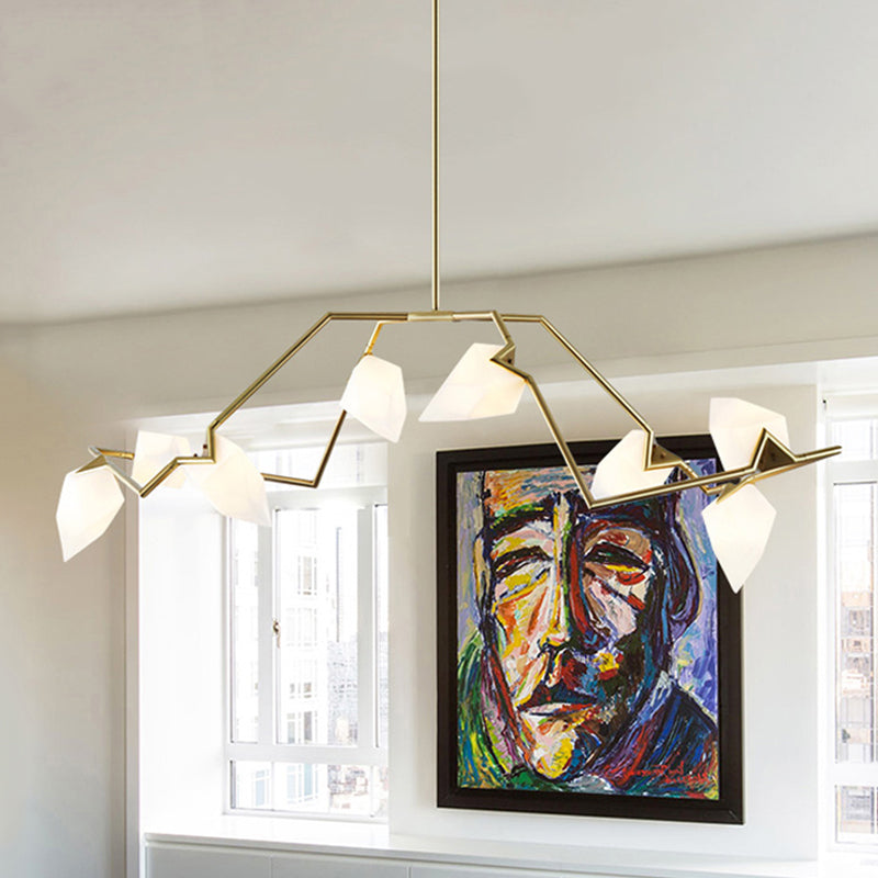 5/8 Lichter Esszimmer Kronleuchterlampe mit verzweigtem Design Kunststoff Schatten moderner Stil Schwarz/Gold Deckenbeleuchtung