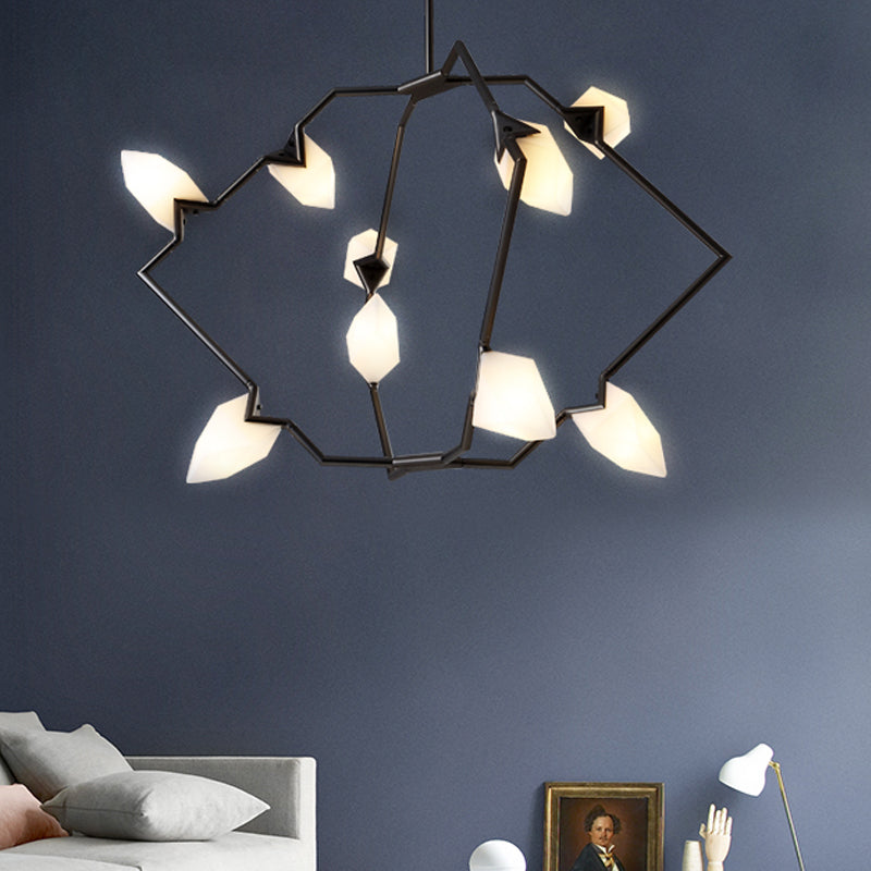 5/8 Lichter Esszimmer Kronleuchterlampe mit verzweigtem Design Kunststoff Schatten moderner Stil Schwarz/Gold Deckenbeleuchtung