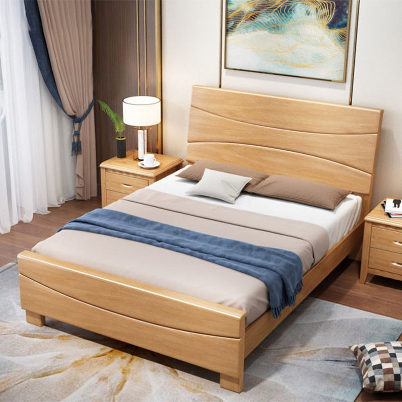 Traditional Panel Rectangular with Headboard Pine Wood Panel Bed