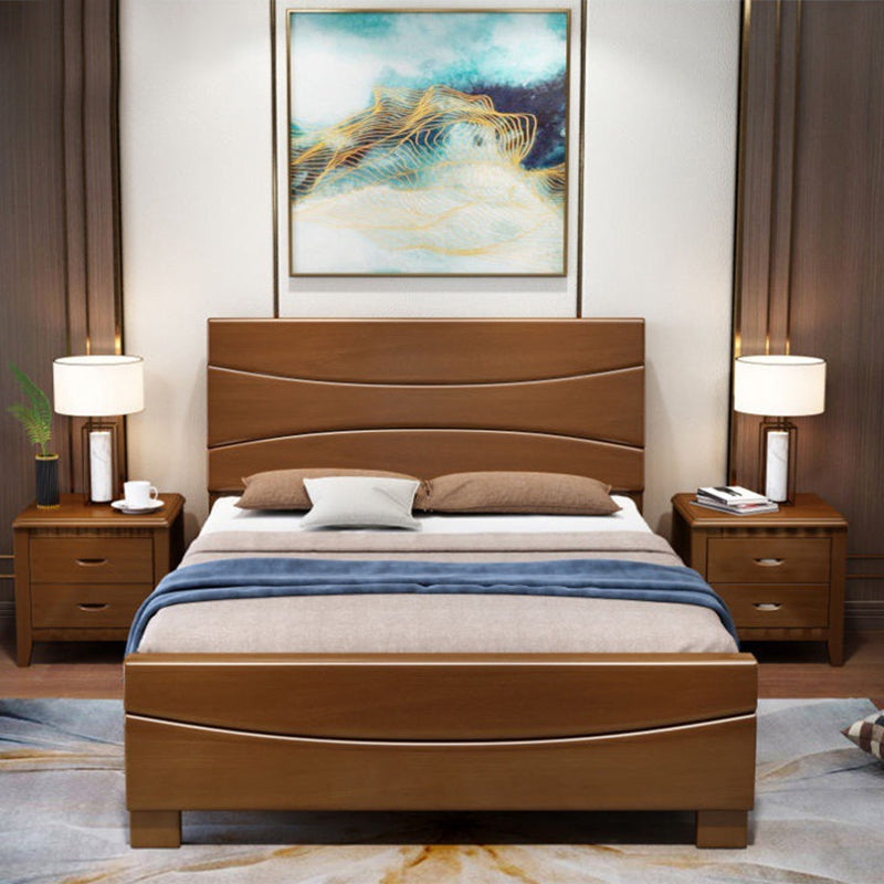 Traditional Panel Rectangular with Headboard Pine Wood Panel Bed