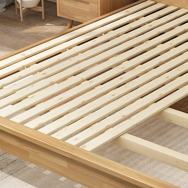 Scandinavian Pine Wood Panel Rectangular with Headboard Bed Frame