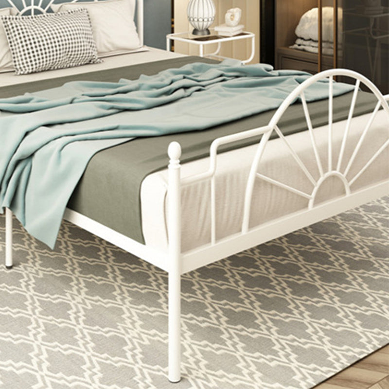 Modern Metal with Headboard with Metal Legs Camelback Open-Frame Bed