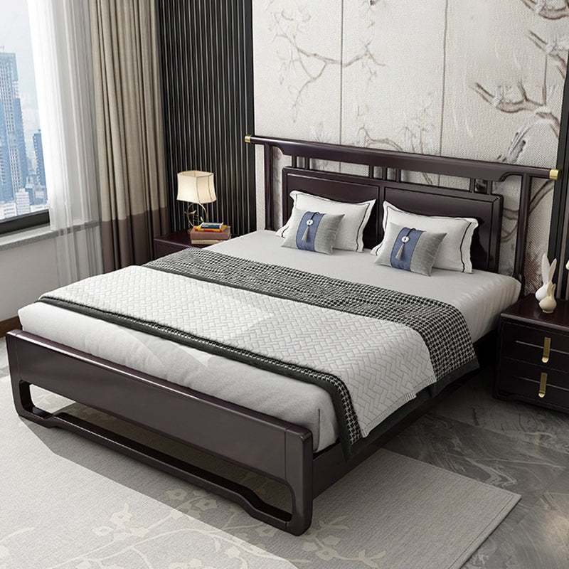 84.65 inch Wide Traditional Bed Frame Rubberwood Bed with Headboard