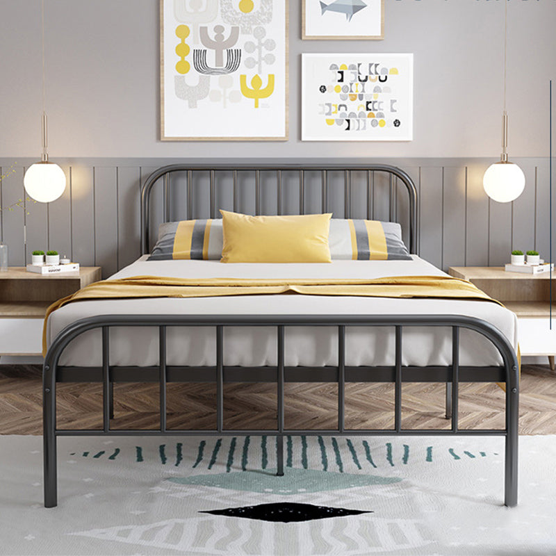 Contemporary Metal Slat with Headboard Rectangular with Metal Legs Slat Bed
