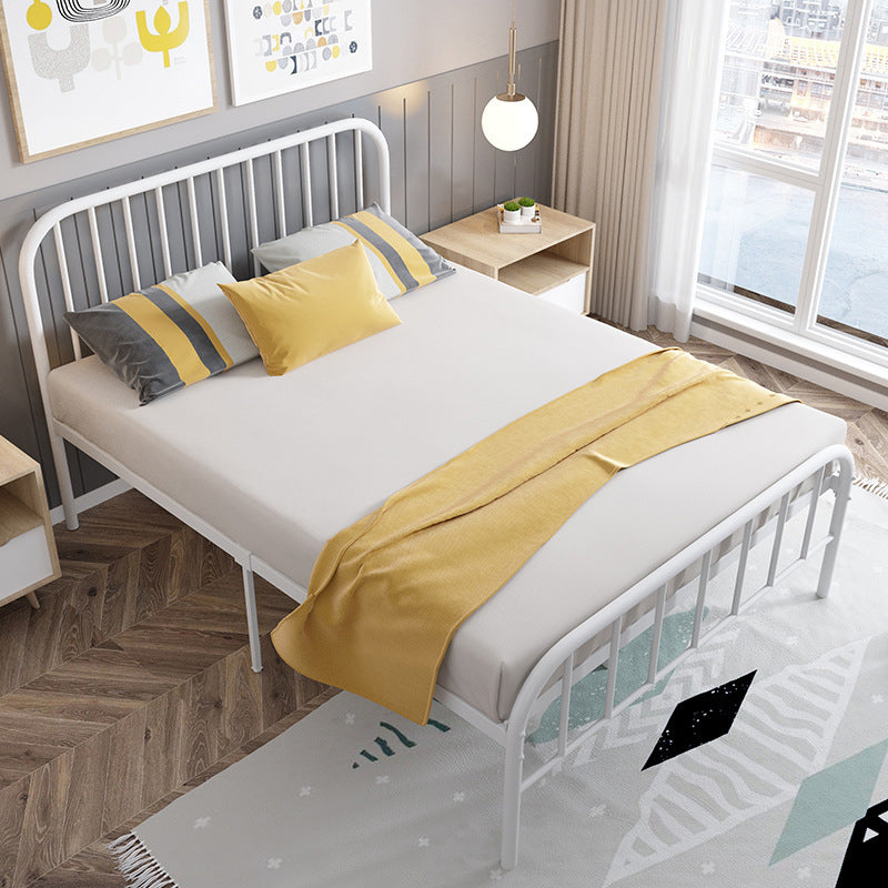 Contemporary Metal Slat with Headboard Rectangular with Metal Legs Slat Bed