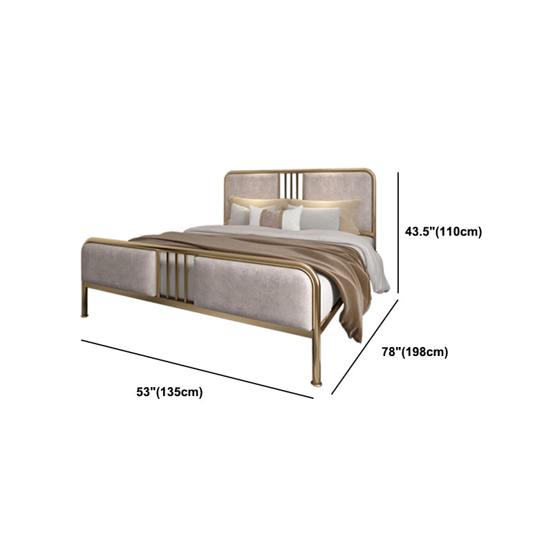 Contemporary Metal Upholstered Headboard Rectangular Panel Bed