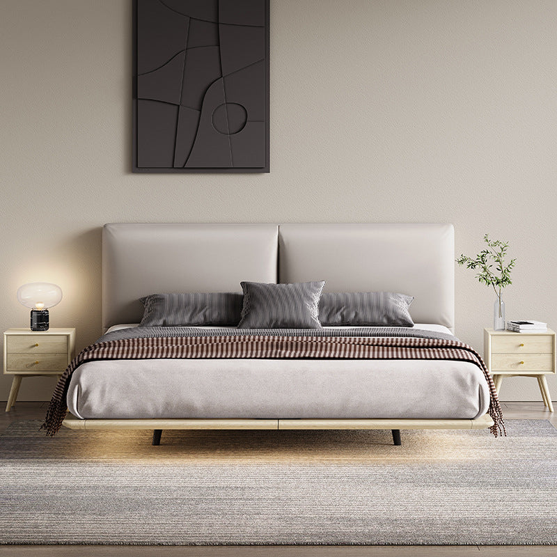 84.65 inch Wide Glam Bed Frame Solid Color Standard Bed with Headboard