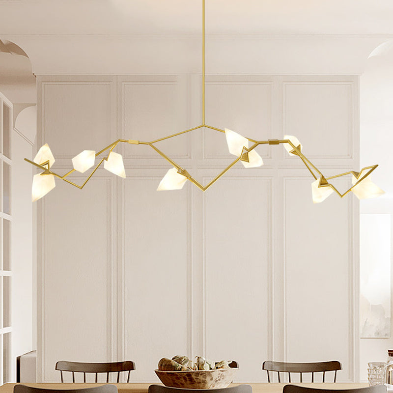 5/8 Lichter Esszimmer Kronleuchterlampe mit verzweigtem Design Kunststoff Schatten moderner Stil Schwarz/Gold Deckenbeleuchtung