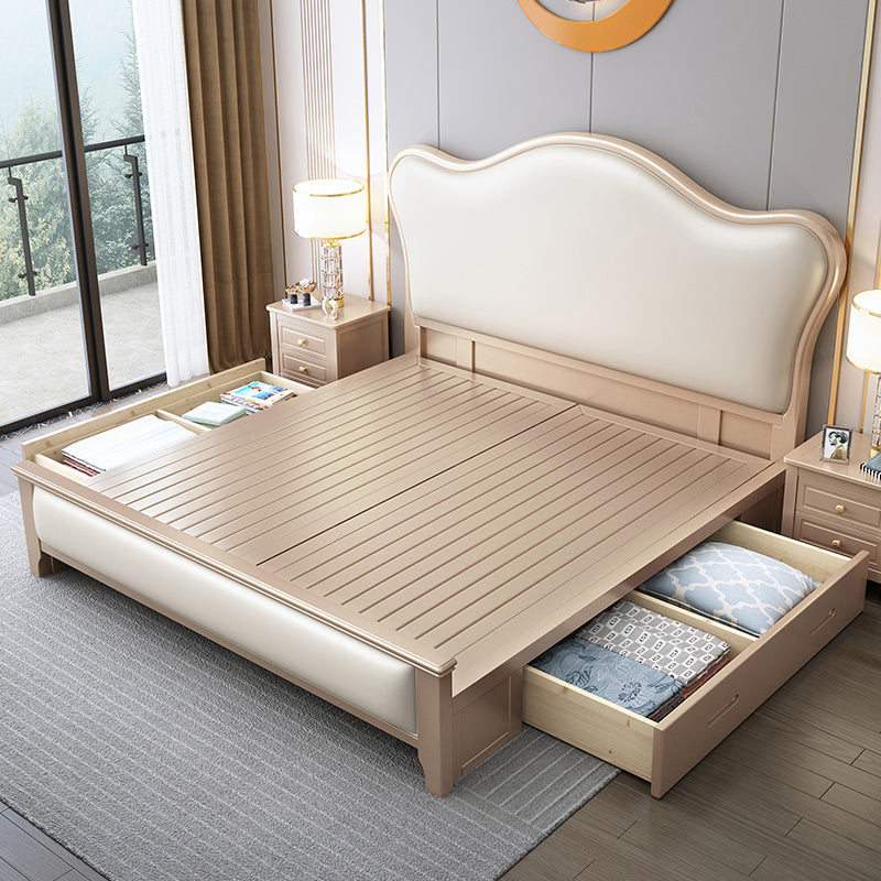 Modern Storage Standard Bed Faux Leather Bed Frame with Headboard for Bedroom