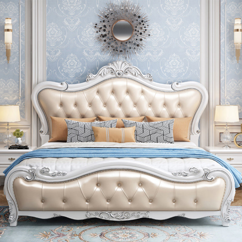 Modern Storage Wood Bed Button-tufted Bed Frame with Headboard