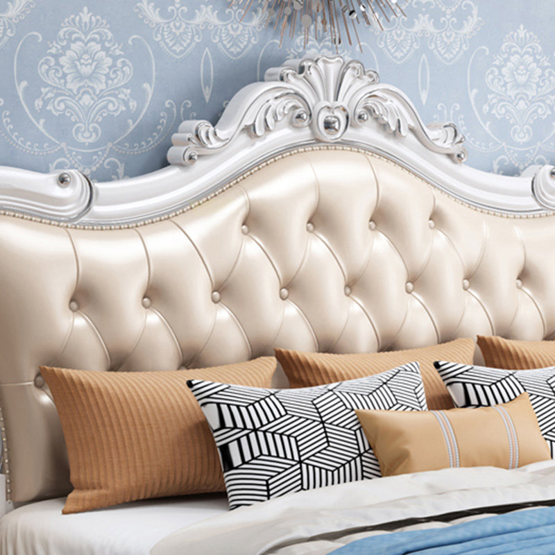 Modern Storage Wood Bed Button-tufted Bed Frame with Headboard