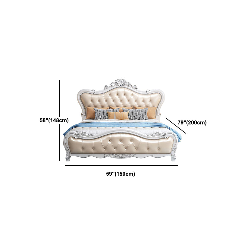 Modern Storage Wood Bed Button-tufted Bed Frame with Headboard