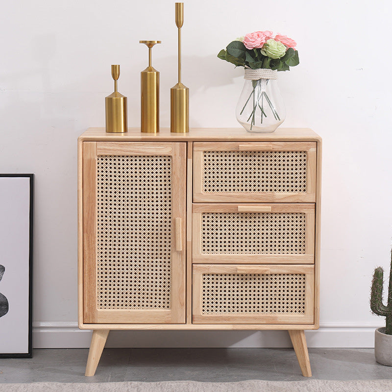 Contemporary Storage Cabinet with Drawers and Solid Wood Legs