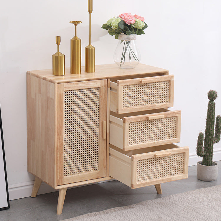 Contemporary Storage Cabinet with Drawers and Solid Wood Legs
