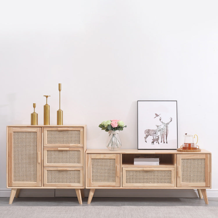 Contemporary Storage Cabinet with Drawers and Solid Wood Legs