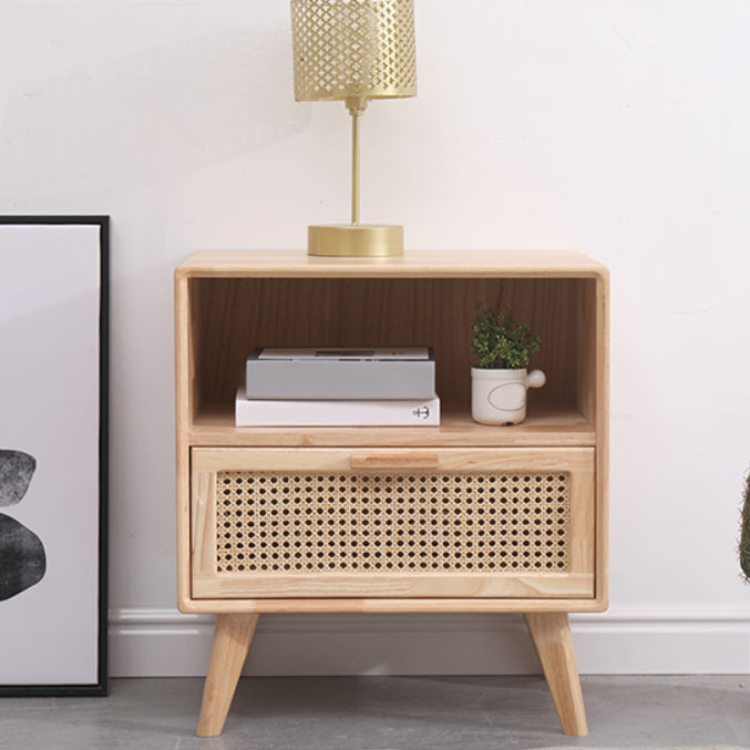 Contemporary Storage Cabinet with Drawers and Solid Wood Legs