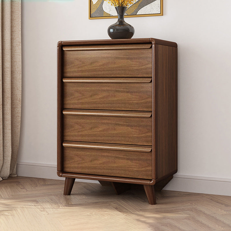 Soft Close Drawers Mid-Century Modern Chest Squared Legs Accent Chest in Brown