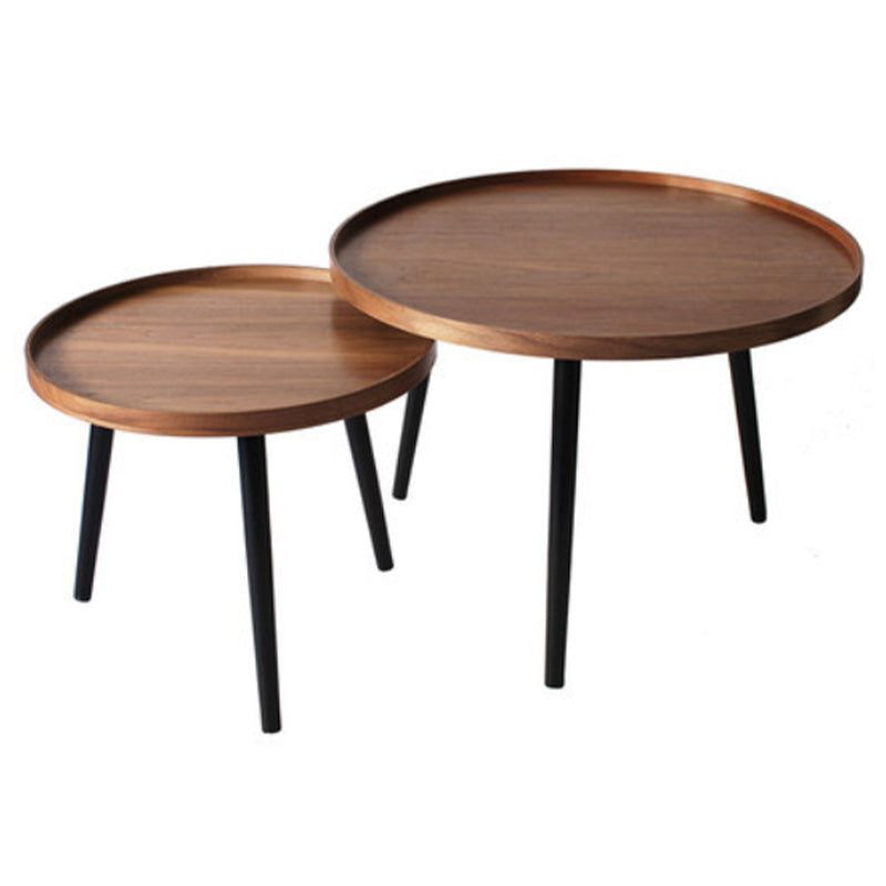 Nordic Round Wood Coffee Table 3 Legs Tray Top Cocktail Table