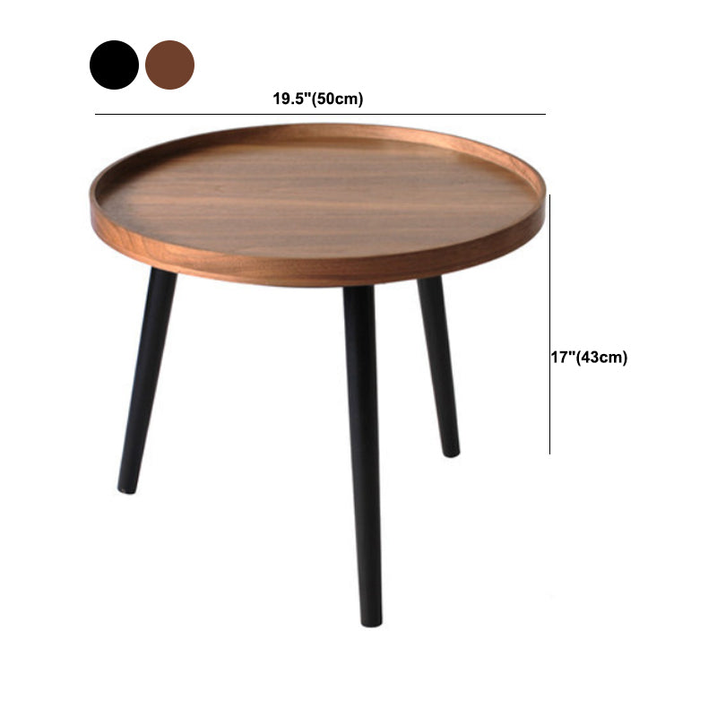 Nordic Round Wood Coffee Table 3 Legs Tray Top Cocktail Table