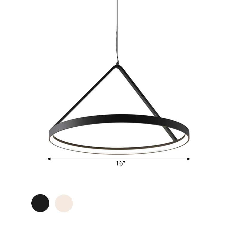 Round Pendant Light Minimalist Acrylic 16"/19.5"23.5" Wide LED Black/White Ceiling Lighting Fixture