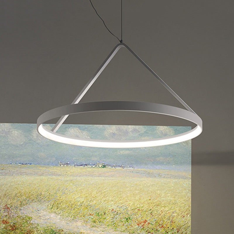 Round Pendant Light Minimalist Acrylic 16"/19.5"23.5" Wide LED Black/White Ceiling Lighting Fixture