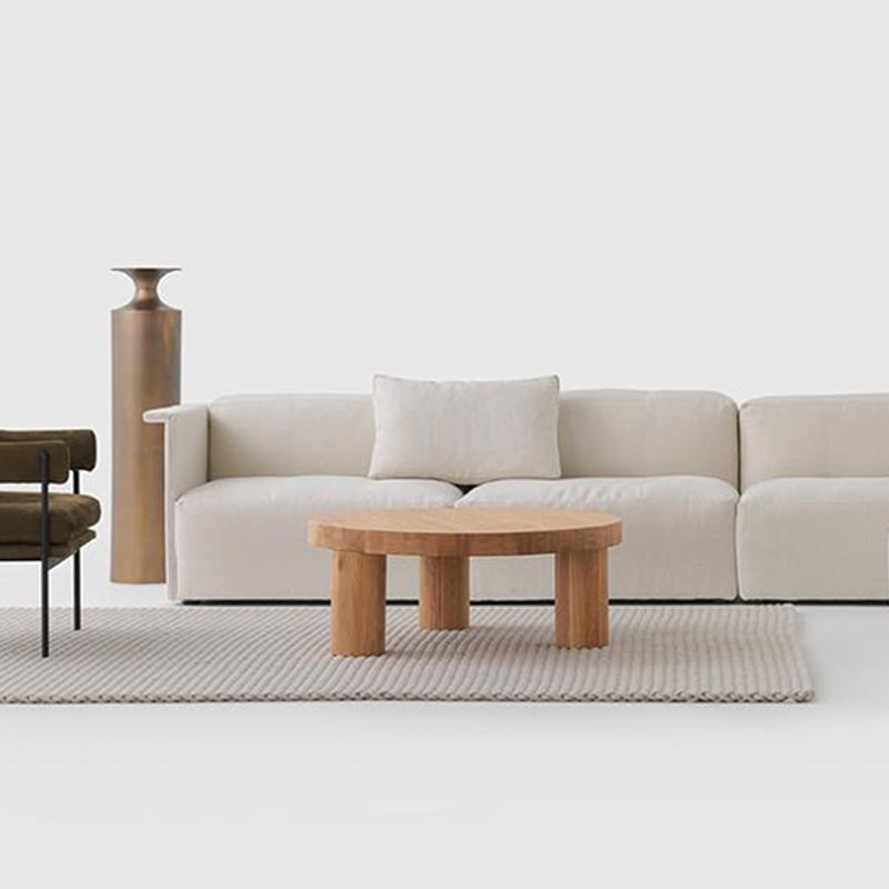 Scandinavian Round Solid Wood Coffee Table Natural 3 Legs Cocktail Table