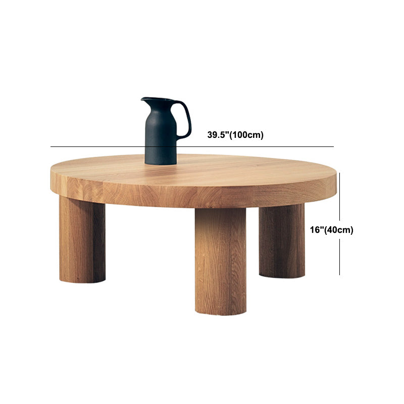 Scandinavian Round Solid Wood Coffee Table Natural 3 Legs Cocktail Table