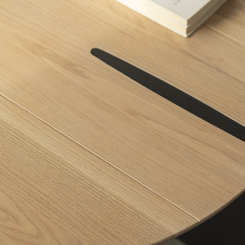 Scandinavian Round Solid Wood Coffee Table with 2 Legs Coffee in Brone