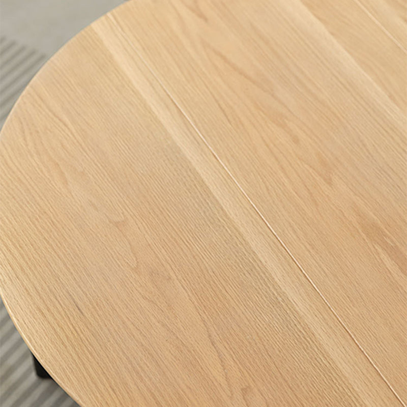 Scandinavian Round Solid Wood Coffee Table with 2 Legs Coffee in Brone