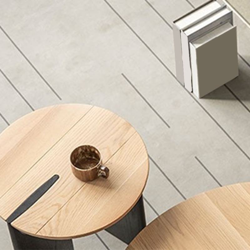 Scandinavian Round Solid Wood Coffee Table with 2 Legs Coffee in Brone